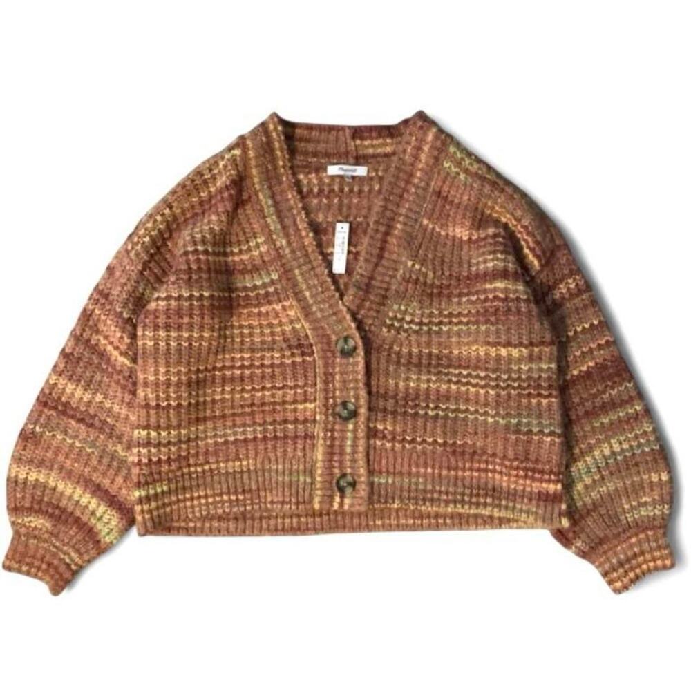 Madewell space dyed waller crop chunky knit sweater
